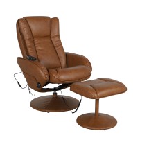Flash Furniture BT-7672-MASSAGE-CGN-GG Brown LeatherSoft Massaging Multi-Position Plush Recliner with Side Pocket and Ottoman