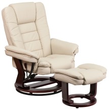Flash Furniture BT-7818-BGE-GG Contemporary Beige LeatherSoft Multi-Position Recliner with Ottoman with Swivel Base