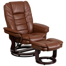 Flash Furniture BT-7818-VIN-GG Bali Contemporary Brown Leather Multi-Position Recliner with Ottoman with Swivel Base