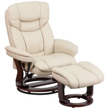 Flash Furniture BT-7821-BGE-GG Beige LeatherSoft Swivel Recliner Chair with Ottoman Footrest