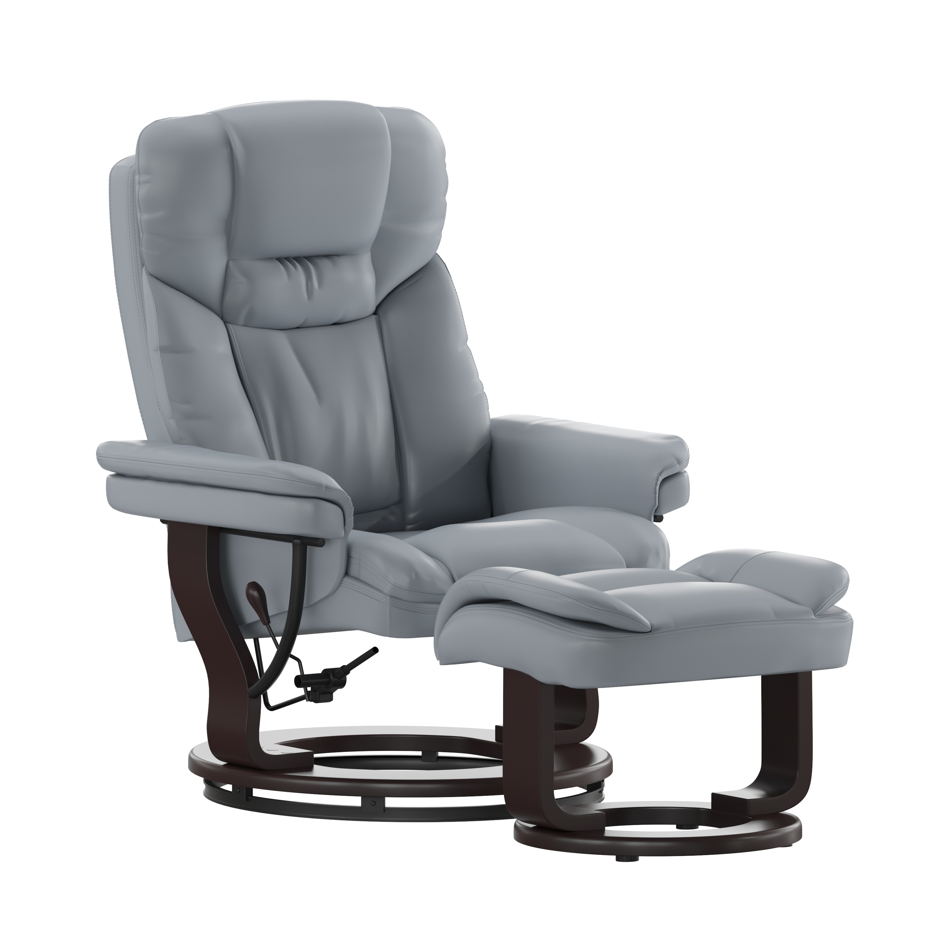 Flash Furniture BT-7821-GY-GG Gray LeatherSoft Swivel Recliner Chair with Ottoman Footrest