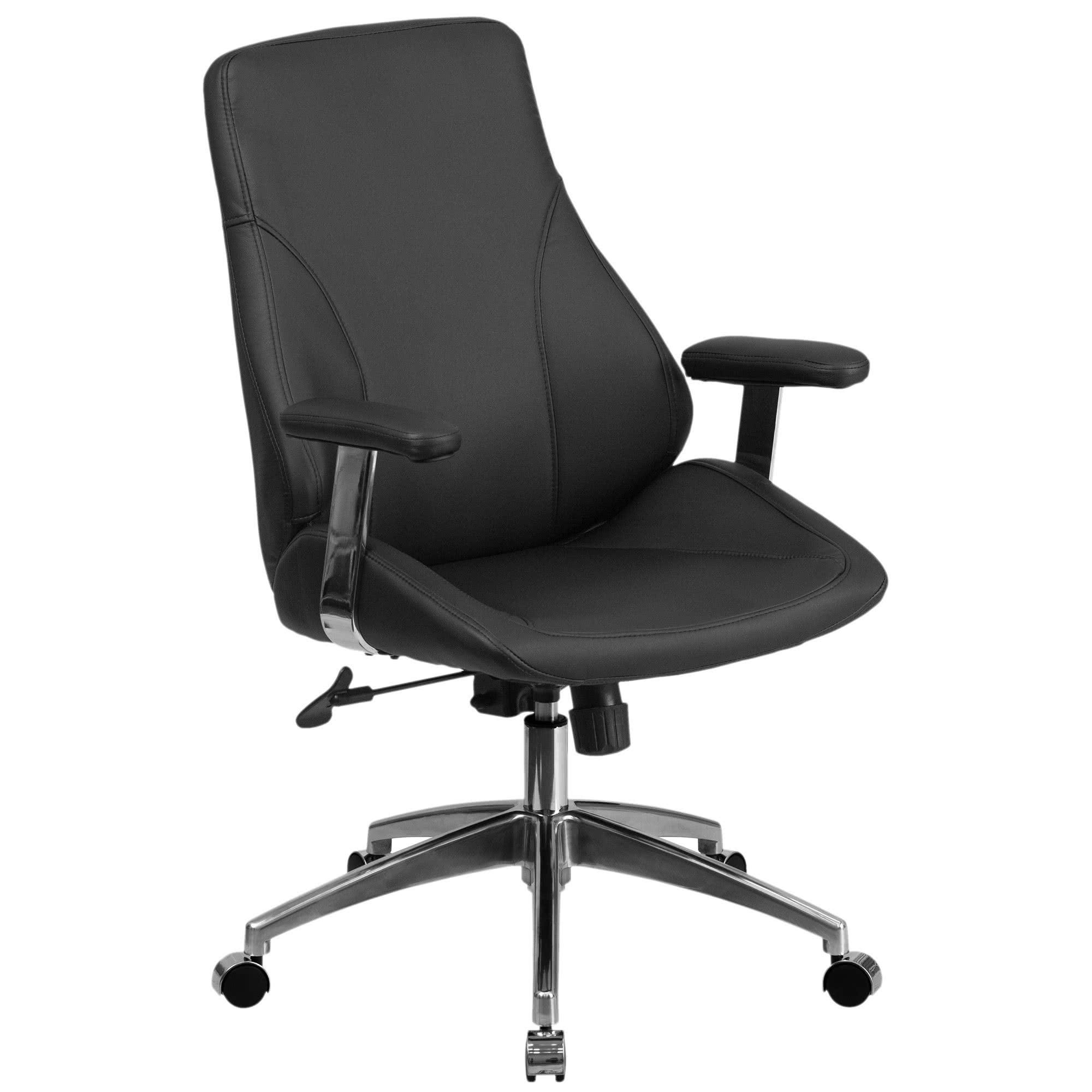 Flash Furniture BT-90068M-GG Mid-Back Leather Executive Swivel Office Chair