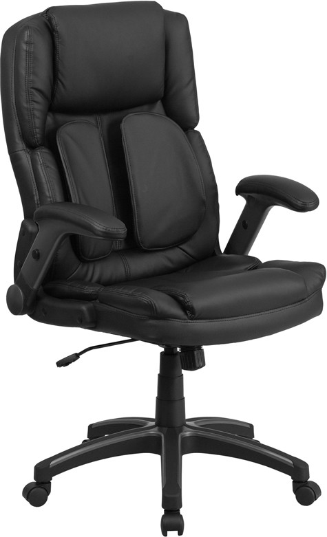 Flash Furniture BT-90275H-GG Extreme Comfort High Back Leather Executive Swivel Office Chair with Flip-Up Arms