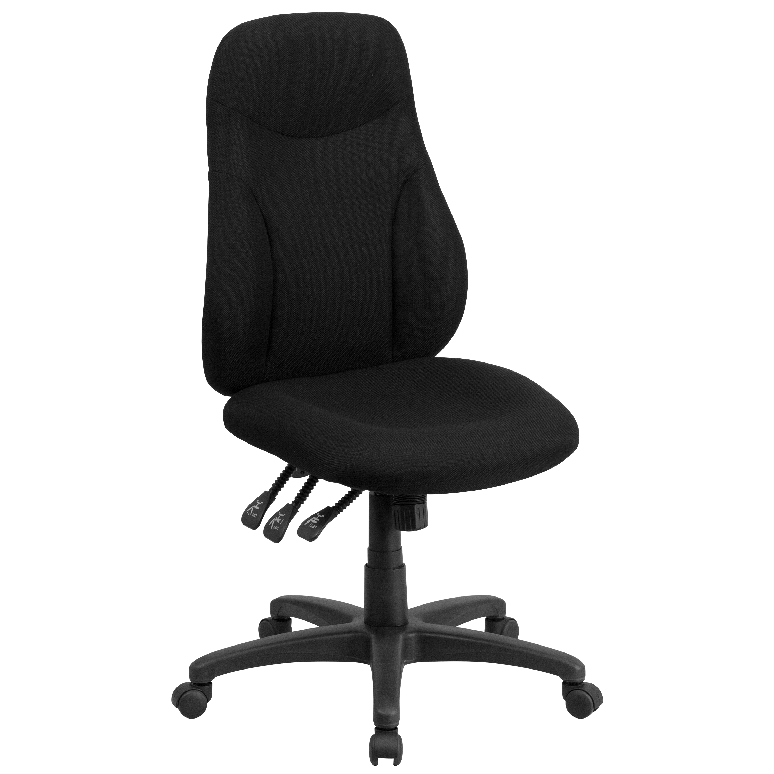 Flash Furniture BT-90297H-GG High Back Black Fabric Multifunction Swivel Ergonomic Task Office Chair