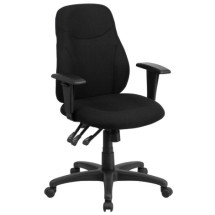 Flash Furniture BT-90297M-A-GG Mid-Back Fabric Multi-Functional Ergonomic Chair with Height Adjustable Arms
