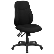 Flash Furniture BT-90297M-GG Mid-Back Black Fabric Multifunction Swivel Ergonomic Task Office Chair