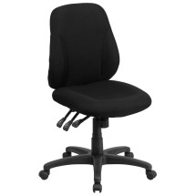 Flash Furniture BT-90297S-GG Mid-Back Black Fabric Multifunction Swivel Ergonomic Task Office Chair