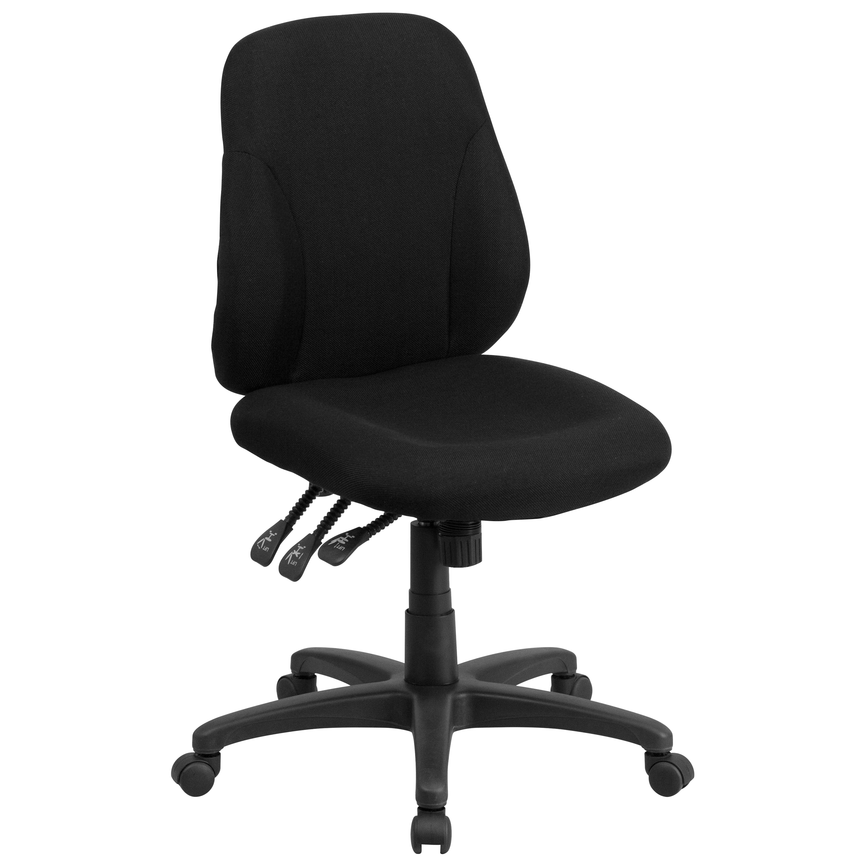 Flash Furniture BT-90297S-GG Mid-Back Black Fabric Multifunction Swivel Ergonomic Task Office Chair