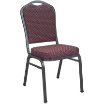 Flash Furniture CBMW-202 Advantage Premium Burgundy-Patterned Crown Back Banquet Chair - Silver Vein