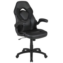 Flash Furniture CH-00095-BK-GG X10 Black LeatherSoft Gaming / Racing Office Chair with Flip-up Arms