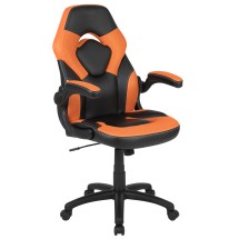 Flash Furniture CH-00095-OR-GG X10 Orange/Black LeatherSoft Gaming / Racing Office Swivel Chair with Flip-up Arms