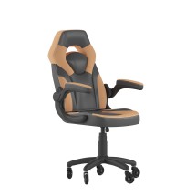 Flash Furniture CH-00095-OR-RLB-GG X10 Orange/Black LeatherSoft Gaming / Racing Office Computer Chair with Flip-up Arms and Transparent Roller Wheels