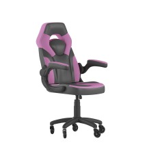 Flash Furniture CH-00095-PK-RLB-GG X10 Pink/Black LeatherSoft Gaming / Racing Office Chair with Flip-up Arms and Transparent Roller Wheels
