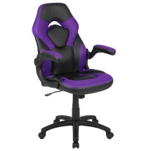 Flash Furniture CH-00095-PR-GG X10 Purple/Black LeatherSoft Gaming / Racing Office Swivel Chair with Flip-up Arms