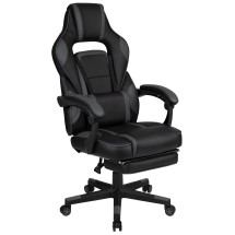 Flash Furniture CH-00288-BK-GG X40 Black/Gray Gaming / Racing Computer Chair with Fully Reclining Back/Arms, Footrest