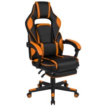 Flash Furniture CH-00288-OR-GG X40 Gaming / Racing Computer Chair with Fully Reclining Back/Arms, Slide-Out Footrest, Massaging Lumbar - Black/Orange