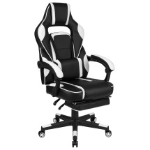 Flash Furniture CH-00288-WH-GG X40 Gaming / Racing Computer Chair with Fully Reclining Back/Arms, Slide-Out Footrest, Massaging Lumbar - White