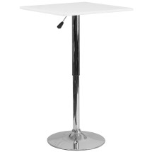 Flash Furniture CH-1-GG 23.75'' Square Adjustable Height White Wood Swivel Top Table