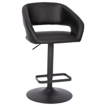 Flash Furniture CH-122070-BKBK-GG Contemporary Black Vinyl Rounded Mid-Back Adjustable Height Barstool with Black Base