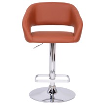 Flash Furniture CH-122070-BR-GG Contemporary Cognac Vinyl Rounded Mid-Back Adjustable Height Barstool with Chrome Base