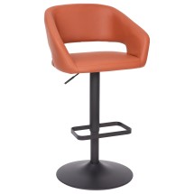 Flash Furniture CH-122070-BRBK-GG Contemporary Cognac Vinyl Rounded Mid-Back Adjustable Height Barstool with Black Base