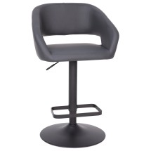 Flash Furniture CH-122070-GYBK-GG Contemporary Gray Vinyl Rounded Mid-Back Adjustable Height Barstool with Black Base