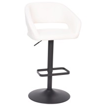 Flash Furniture CH-122070-WHBK-GG Contemporary White Vinyl Rounded Mid-Back Adjustable Height Barstool with Black Base