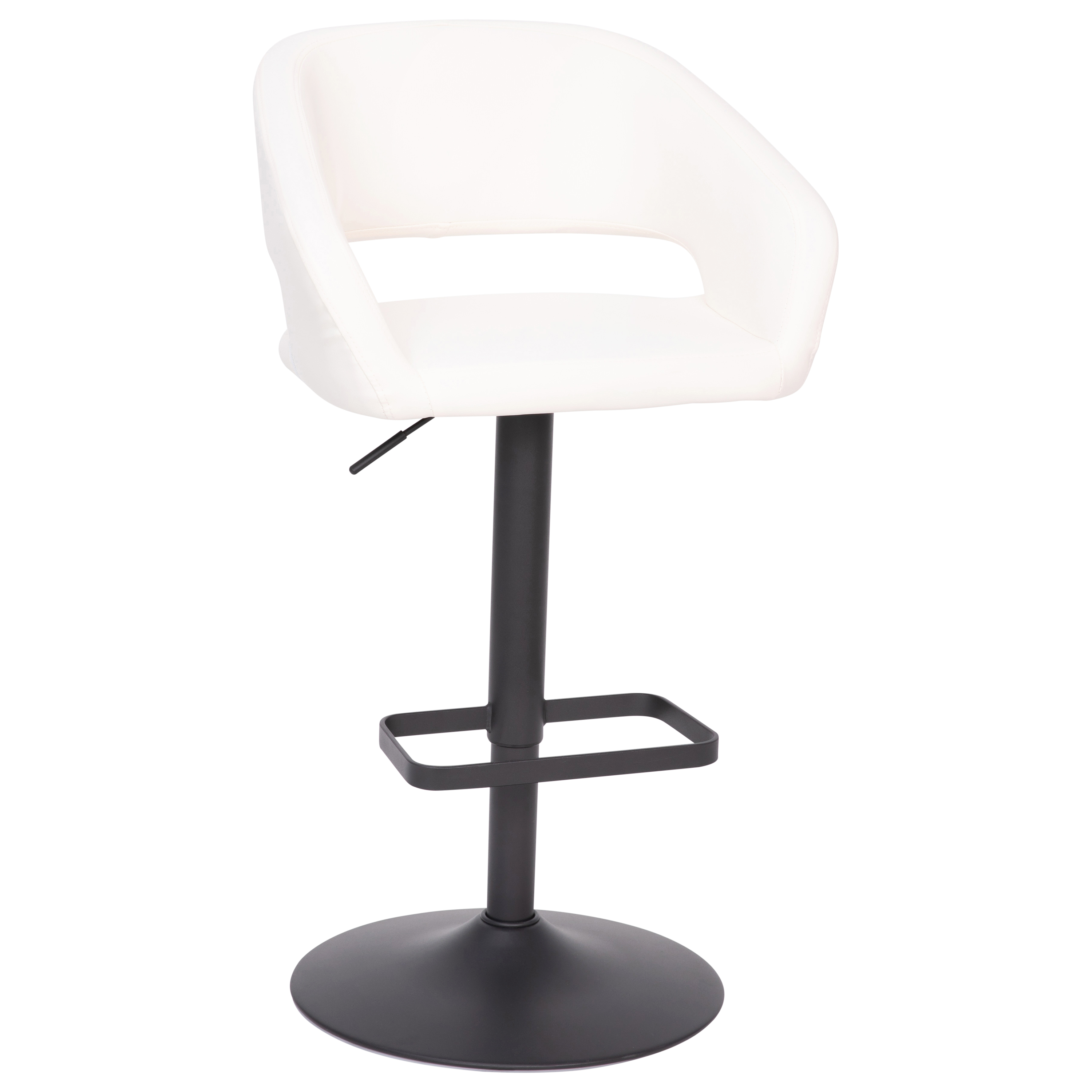 Flash Furniture CH-122070-WHBK-GG Contemporary White Vinyl Rounded Mid-Back Adjustable Height Barstool with Black Base