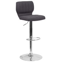 Flash Furniture CH-132330-BKFAB-GG Contemporary Charcoal Fabric Adjustable Height Barstool with Vertical Stitch Back and Chrome Base