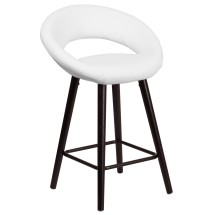 Flash Furniture CH-152551-WH-VY-GG 24''H Contemporary Cappuccino Wood White Vinyl Counter Height Stool