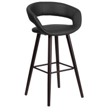 Flash Furniture CH-152560-BK-VY-GG 29'' High Contemporary Cappuccino Wood Black Vinyl Barstool