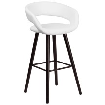 Flash Furniture CH-152560-WH-VY-GG 29'' High Contemporary Cappuccino Wood White Vinyl Barstool