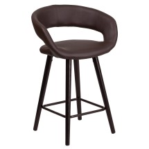Flash Furniture CH-152561-BRN-VY-GG 23.75'' High Contemporary Cappuccino Wood Brown Vinyl Counter Height Stool