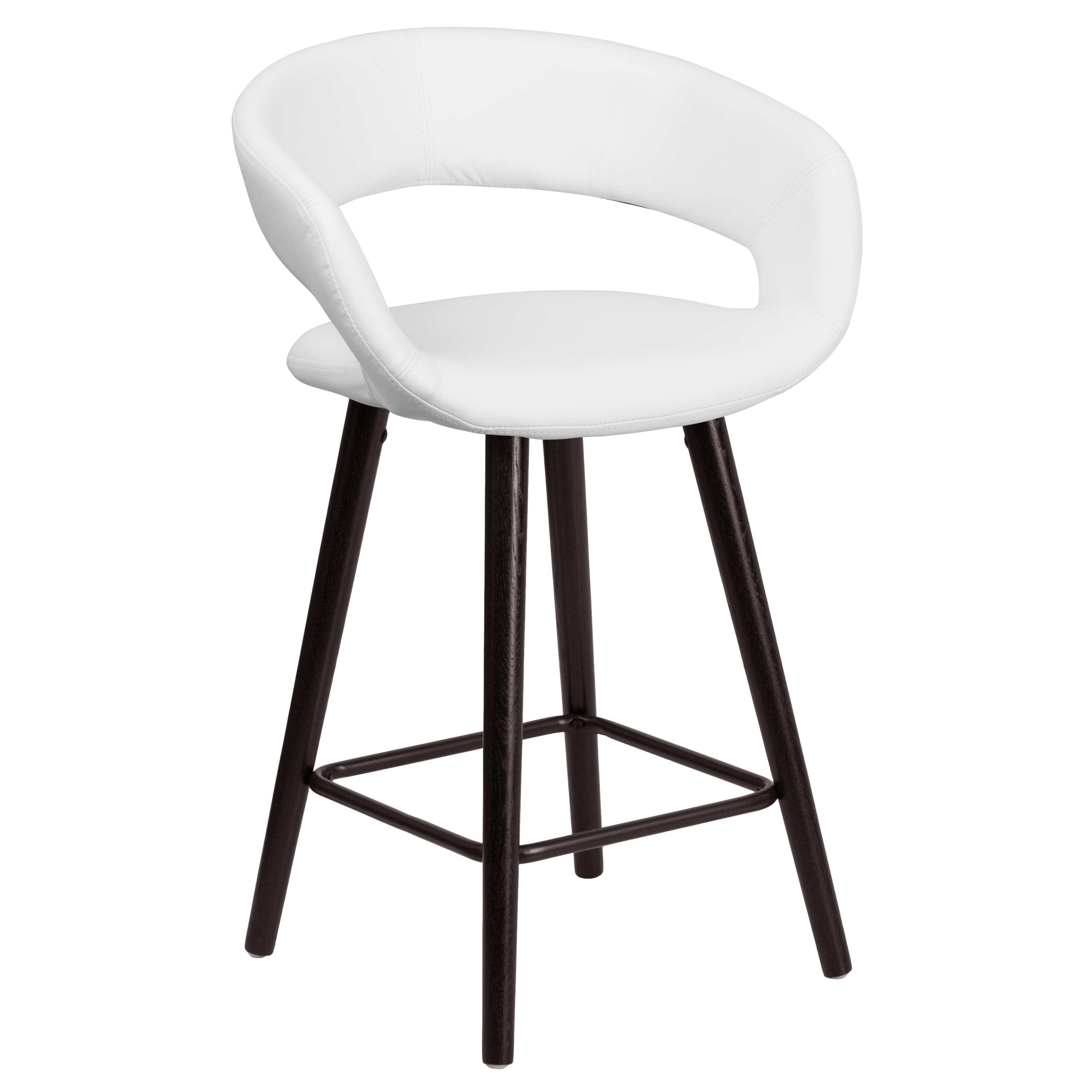 Flash Furniture CH-152561-WH-VY-GG 23.75'' High Contemporary Cappuccino Wood White Vinyl Counter Height Stool
