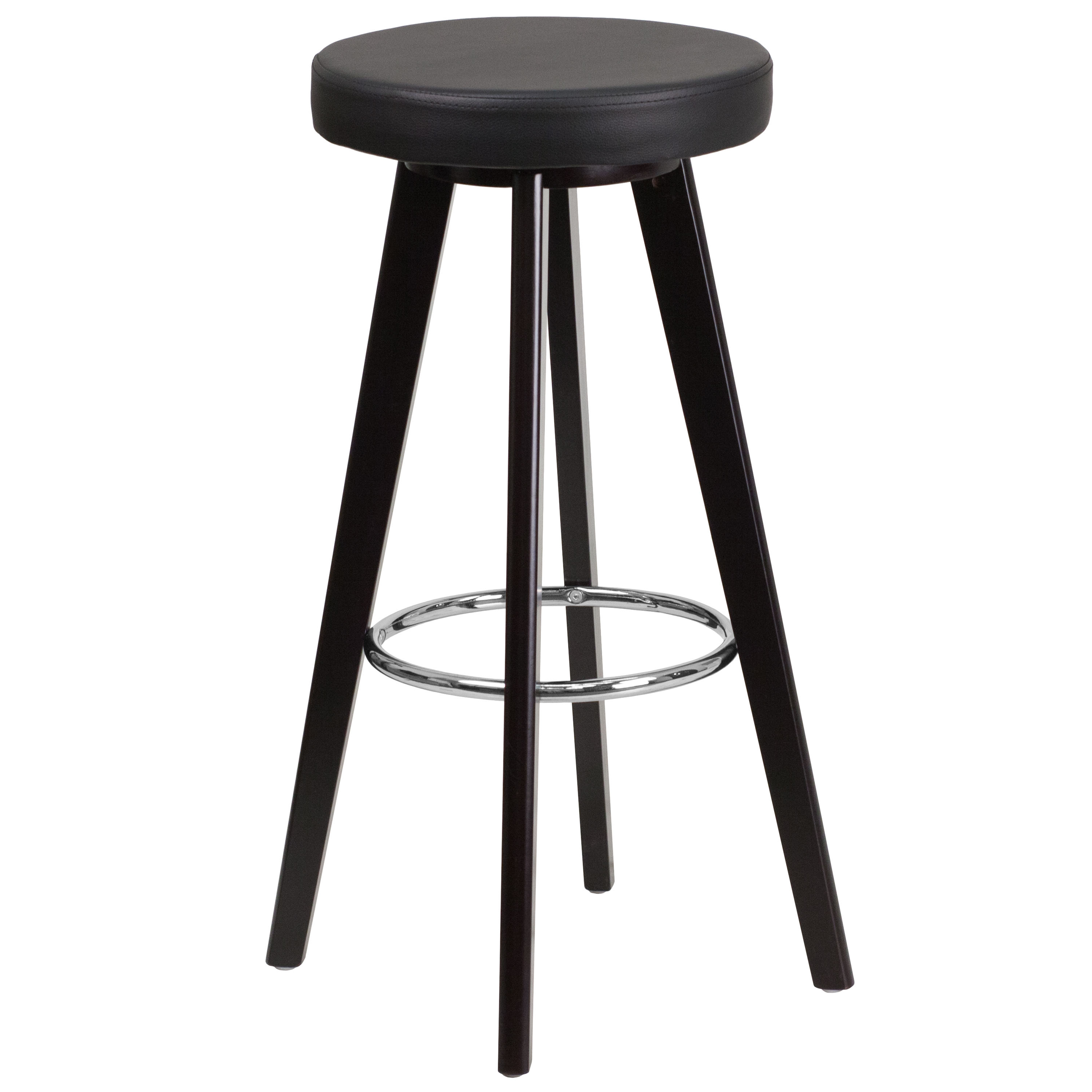 Flash Furniture CH-152601-BK-VY-GG 29'' High Contemporary Cappuccino Wood Barstool with Black Vinyl Seat