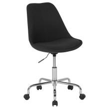Flash Furniture CH-152783-BK-GG Mid-Back Black Fabric Task Office Chair with Pneumatic Lift and Chrome Base