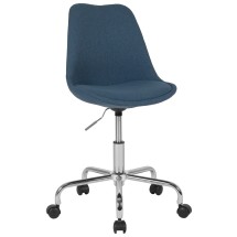 Flash Furniture CH-152783-BL-GG Mid-Back Blue Fabric Task Office Chair with Pneumatic Lift and Chrome Base