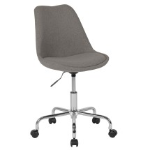 Flash Furniture CH-152783-LTGY-GG Mid-Back Light Gray Fabric Task Office Chair with Pneumatic Lift and Chrome Base