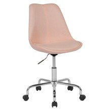 Flash Furniture CH-152783-PK-GG Mid-Back Pink Fabric Task Office Chair with Pneumatic Lift and Chrome Base