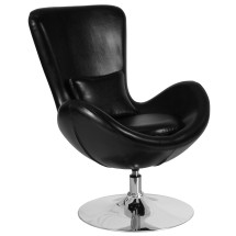 Flash Furniture CH-162430-BK-LEA-GG Egg Series Black LeatherSoft Side Reception Chair