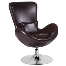 Flash Furniture CH-162430-BN-LEA-GG Egg Series Brown LeatherSoft Side Reception Chair