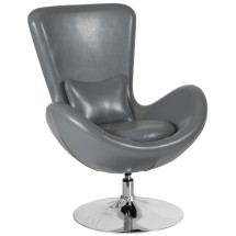 Flash Furniture CH-162430-GY-LEA-GG Egg Series Gray LeatherSoft Side Reception Chair