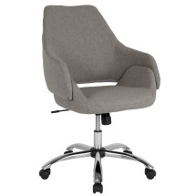 Flash Furniture CH-177280-LGY-F-GG Madrid Light Gray Fabric Upholstered Mid-Back Chair