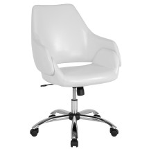 Flash Furniture CH-177280-WH-GG Madrid White LeatherSoft Upholstered Mid-Back Chair