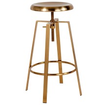 Flash Furniture CH-181070-26S-GLD-GG Industrial Style Swivel Lift Adjustable Height Barstool in Gold Finish
