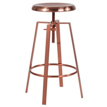 Flash Furniture CH-181070-26S-ROS-GG Industrial Style Swivel Lift Adjustable Height Barstool in Rose Gold Finish