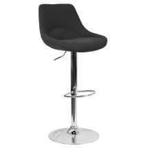 Flash Furniture CH-182050X000-BKFAB-GG Contemporary Black Fabric Adjustable Height Barstool with Chrome Base