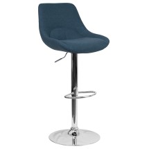 Flash Furniture CH-182050X000-BLFAB-GG Contemporary Blue Fabric Adjustable Height Barstool with Chrome Base