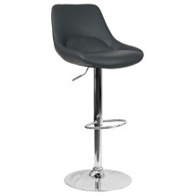 Flash Furniture CH-182050X000-GY-V-GG Contemporary Gray Vinyl Adjustable Height Barstool with Chrome Base