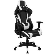 Flash Furniture CH-187230-1-BK-GG X20 Black LeatherSoft Gaming / Racing Office Ergonomic Swivel Chair with Reclining Back